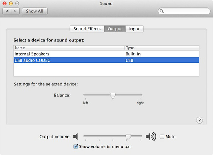A picture of the selected sound output device as described in step 2.